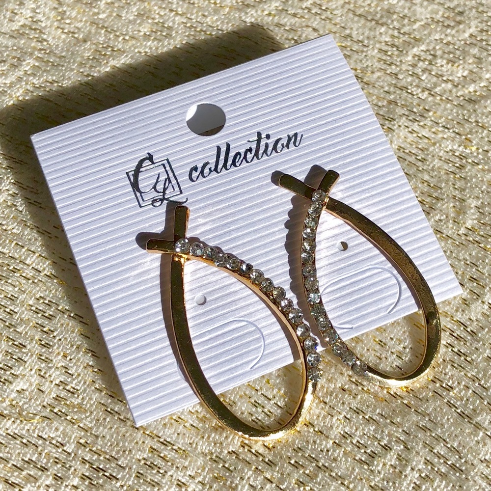 Never Worn Golden Loop Earrings with Accents